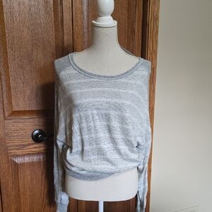 Daytrip Gray Striped Crew Neck Sweater